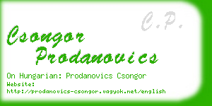csongor prodanovics business card